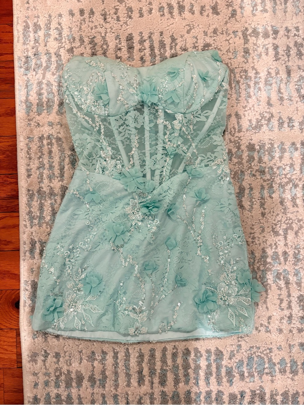 Strapless Mini Teal Hoco Dress